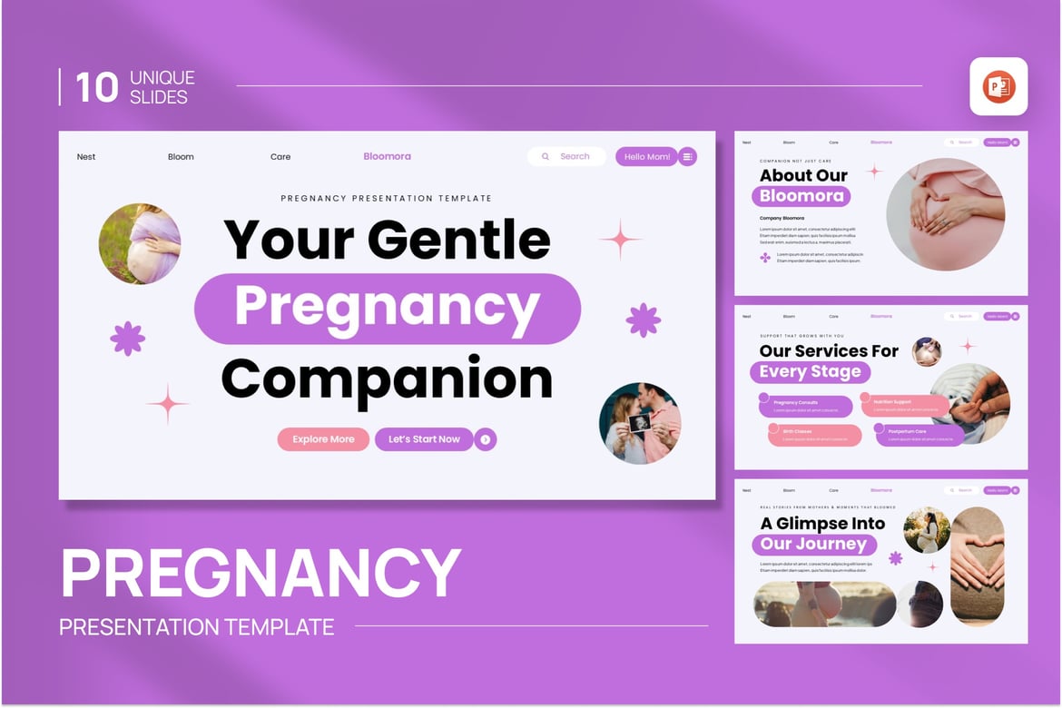 Template PowerPoint Kehamilan yang Menarik dan Stylish