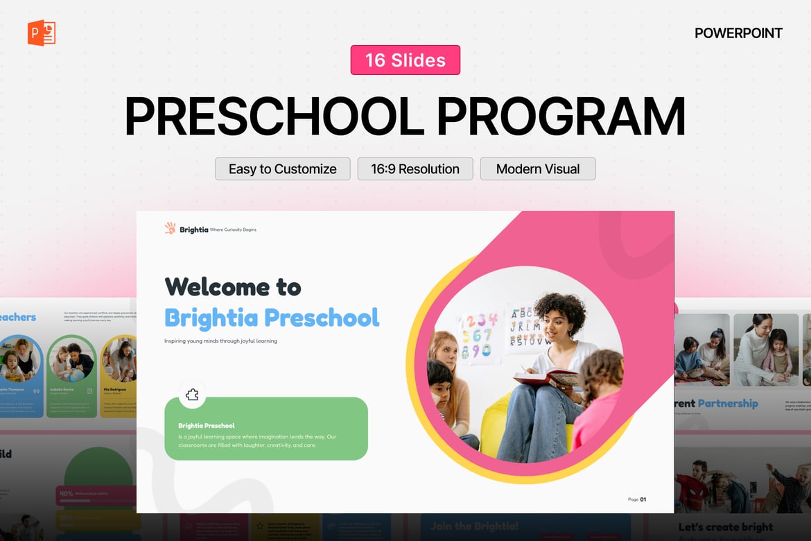 Template PowerPoint Program Pra-Sekolah yang Ceria dan Menarik