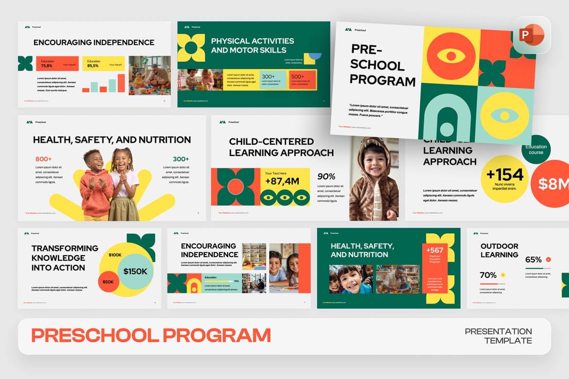 Template Presentasi PowerPoint untuk Program Pra-Sekolah yang Kreatif