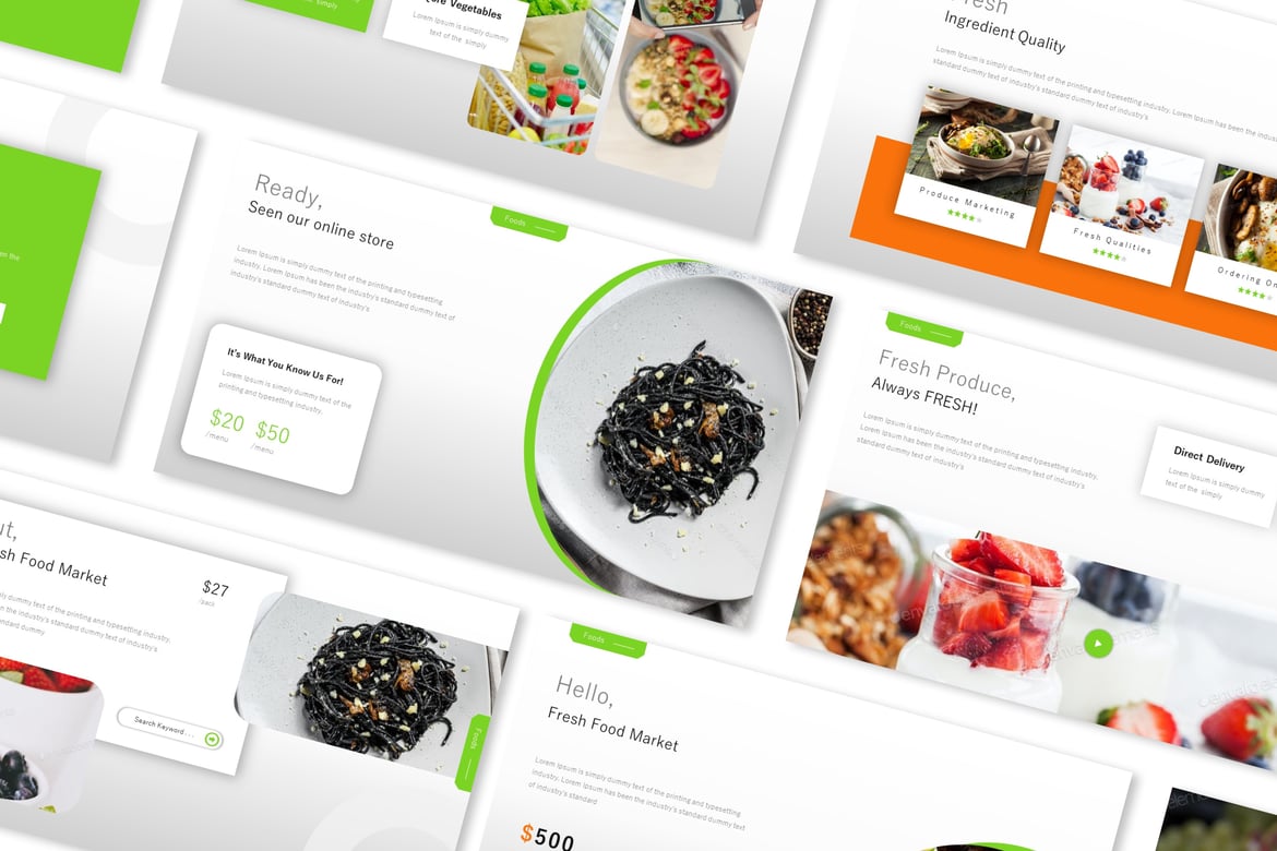 Template Presentasi PowerPoint Pressy Food yang Menyegarkan