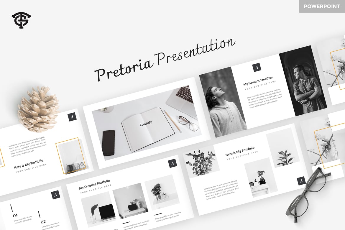 Template PowerPoint Kreatif Pretoria - Solusi Presentasi Anda