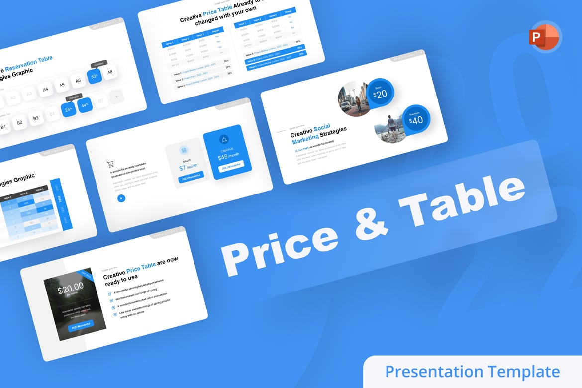 Template PowerPoint Harga & Tabel yang Menarik