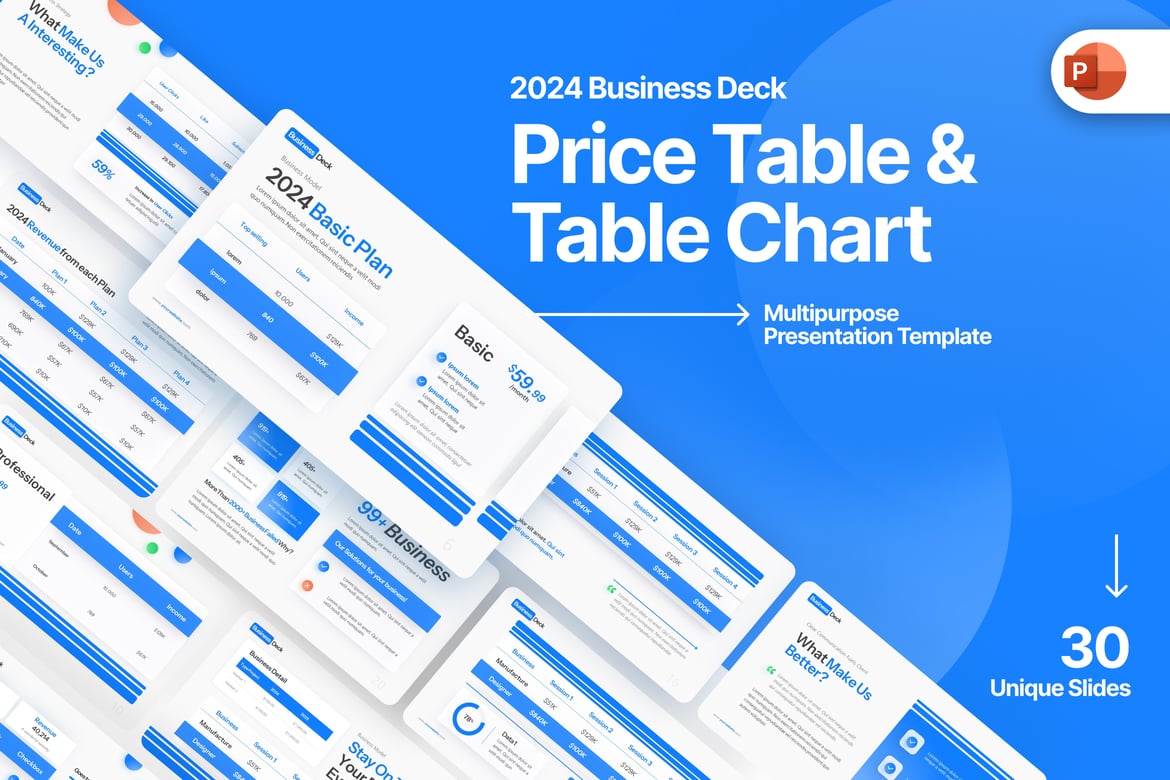 Template PowerPoint Tabel Harga & Grafik yang Menarik
