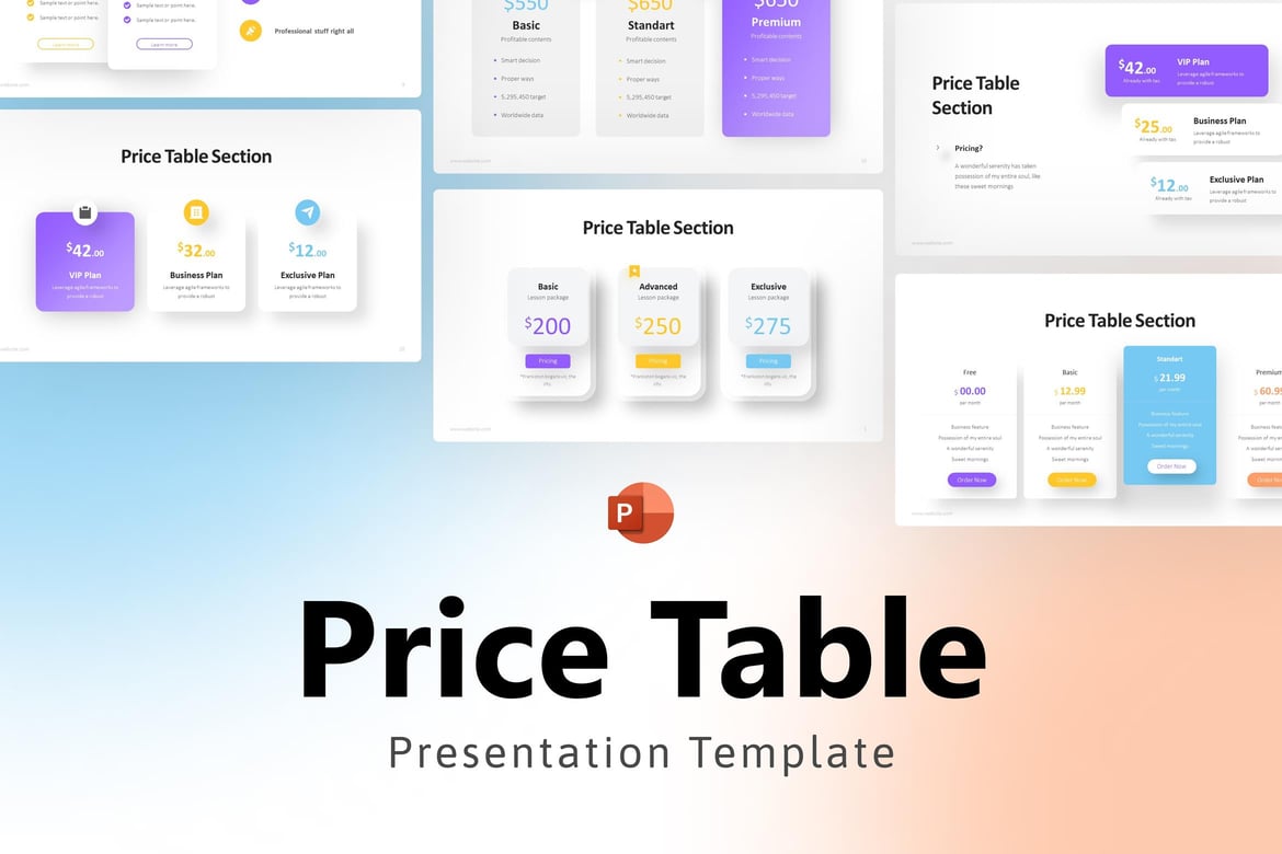 Template Presentasi Infografis Tabel Harga yang Menarik
