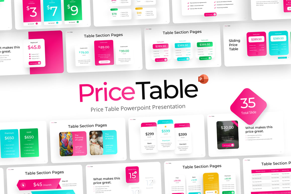 Template PowerPoint Tabel Harga Profesional yang Menarik