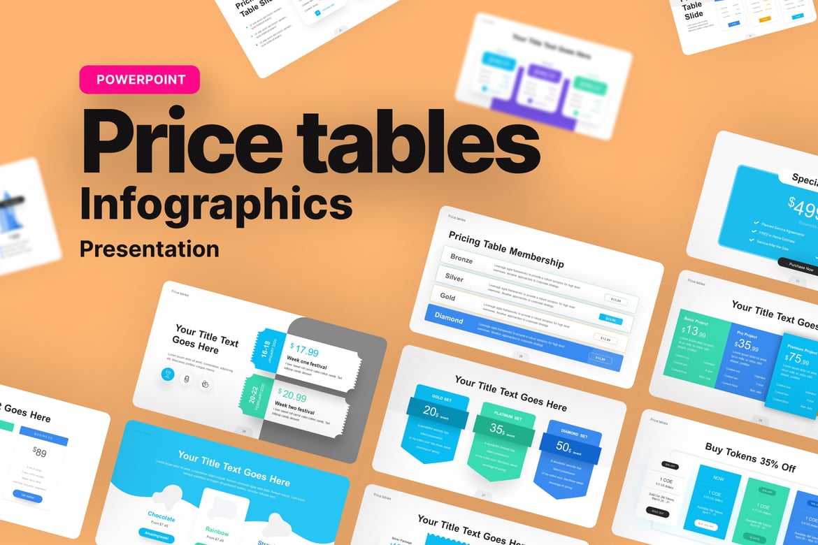 Template Presentasi PowerPoint Infografis Tabel Harga yang Menarik