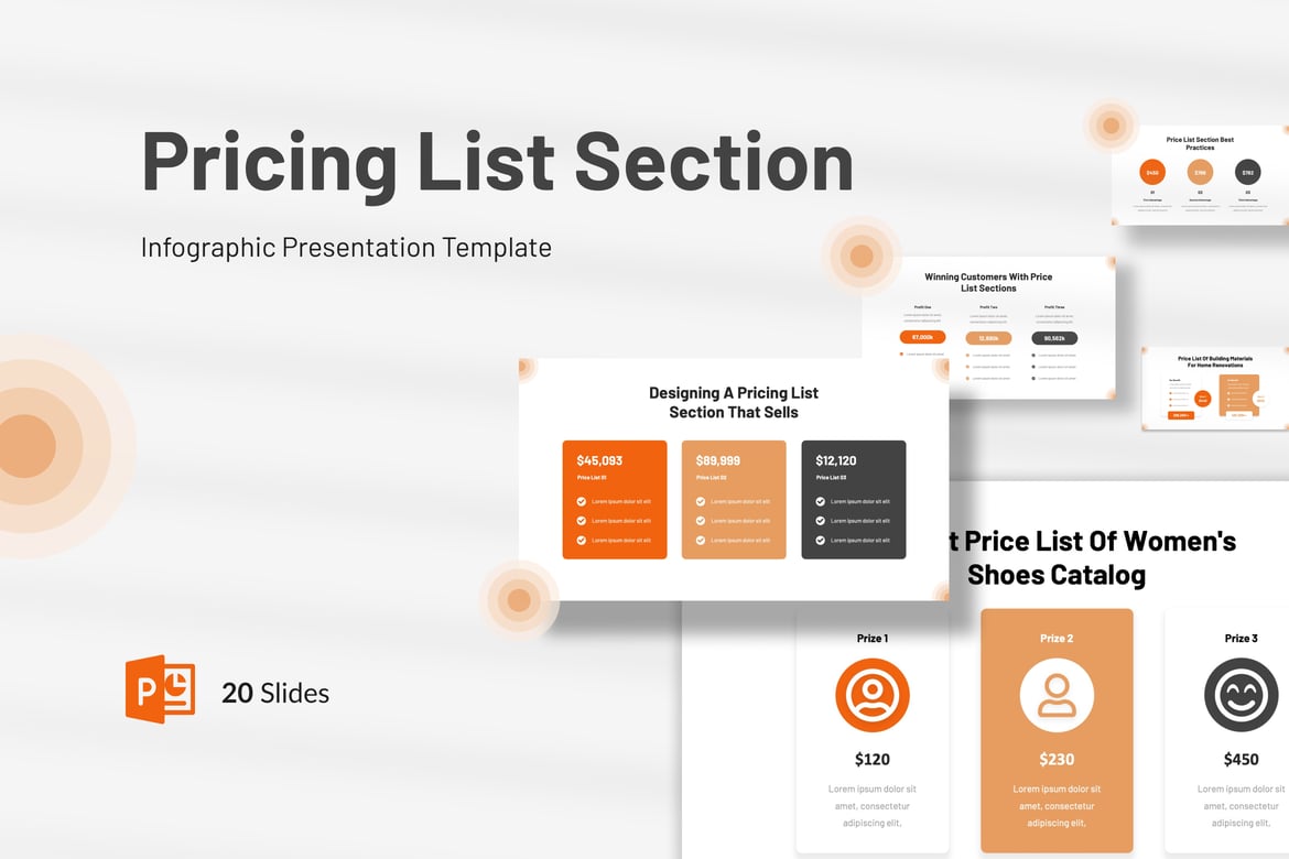 Template Presentasi PowerPoint Infografis Daftar Harga yang Menarik dan Profesional