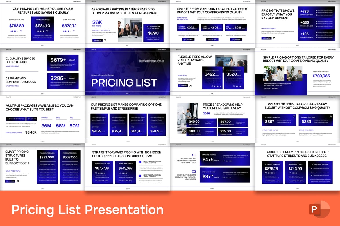 Template PowerPoint Daftar Harga yang Menarik dan Profesional
