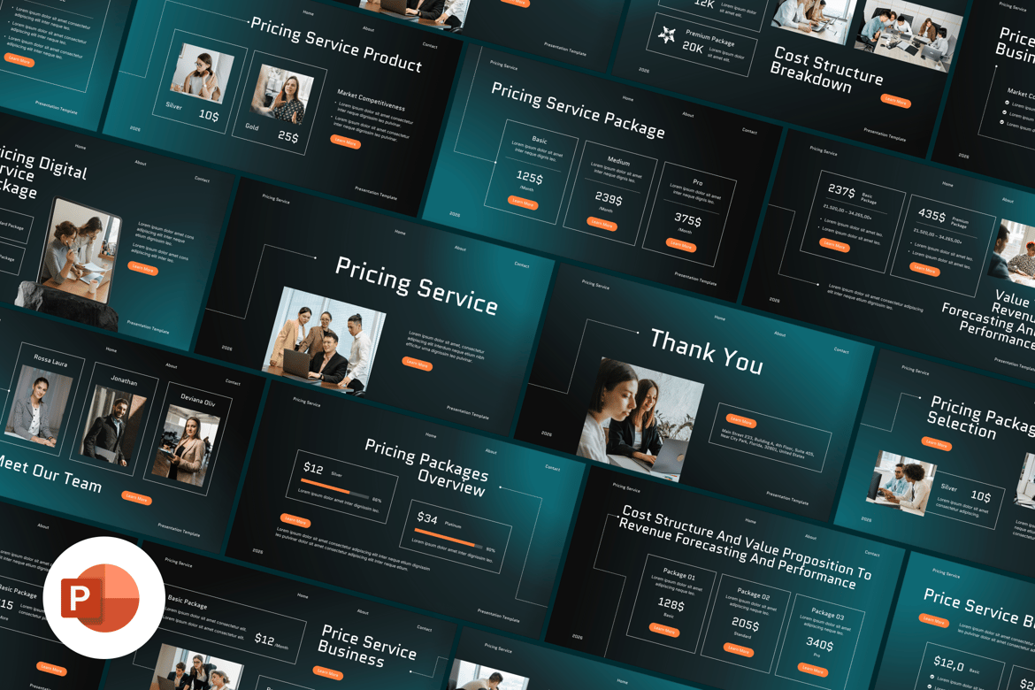Template Presentasi PowerPoint Layanan Penetapan Harga yang Menarik
