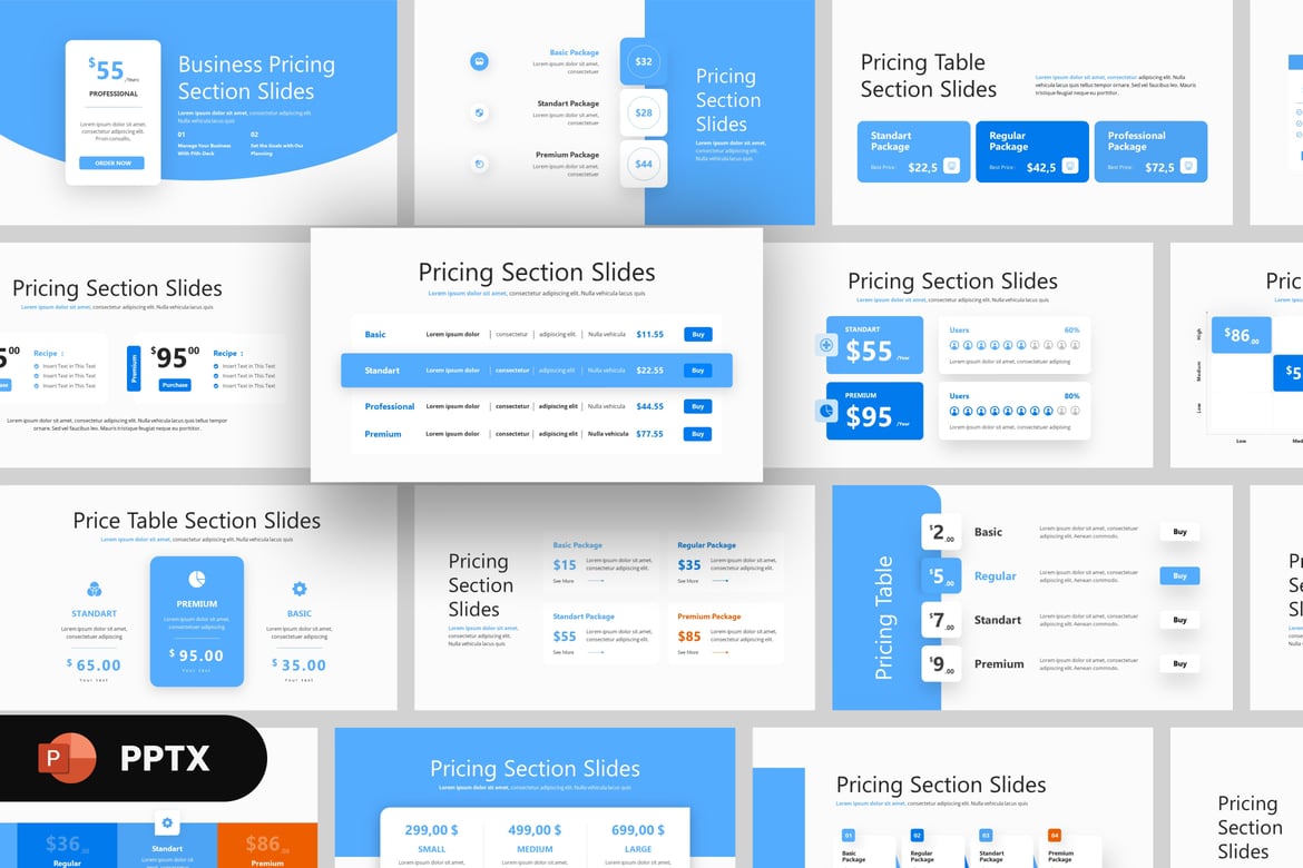 Template PowerPoint Tabel Harga Modern untuk Presentasi Bisnis
