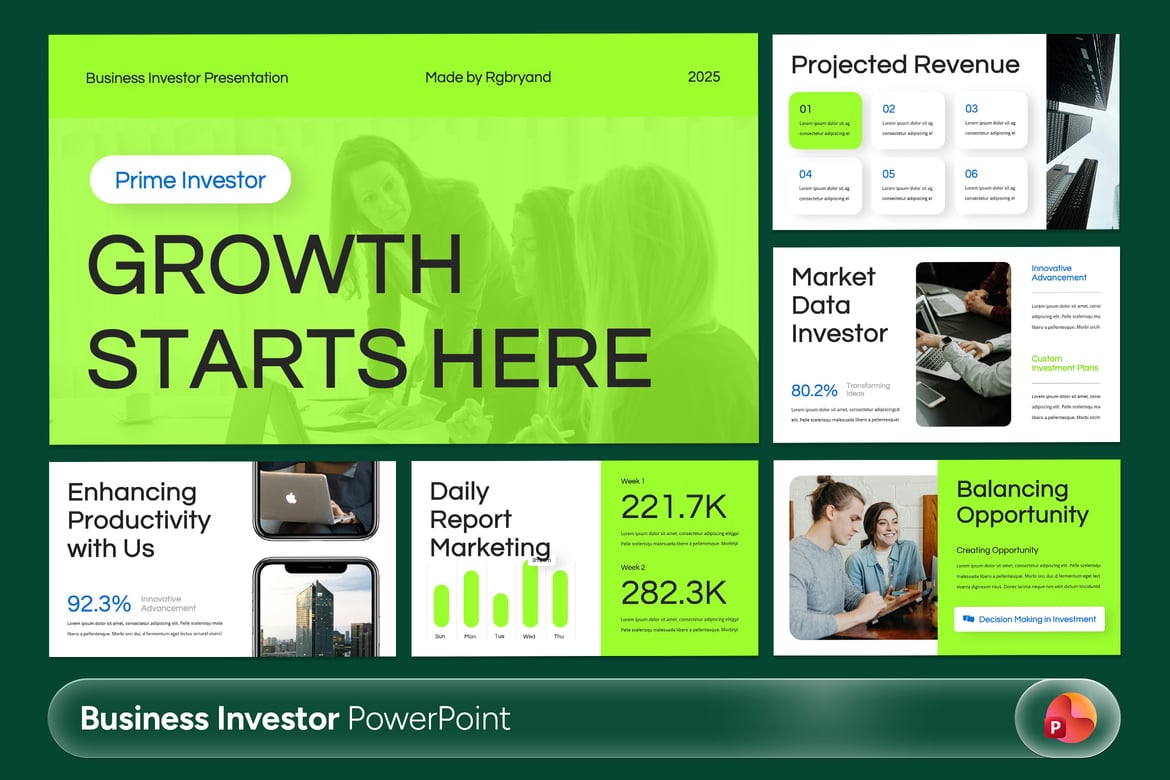 Template Presentasi PowerPoint Investor Bisnis yang Profesional
