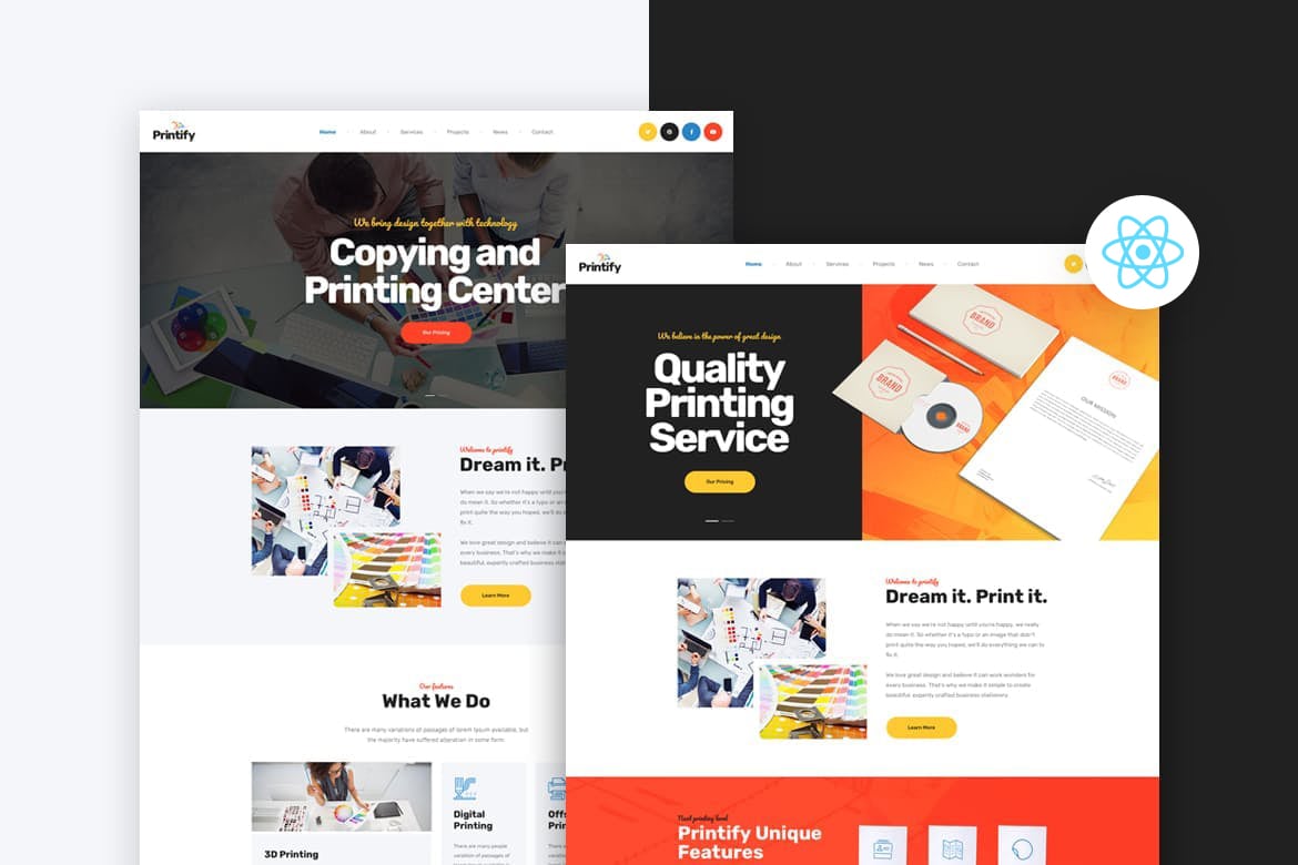 Template Website Cetak Profesional - Printify untuk Perusahaan Percetakan