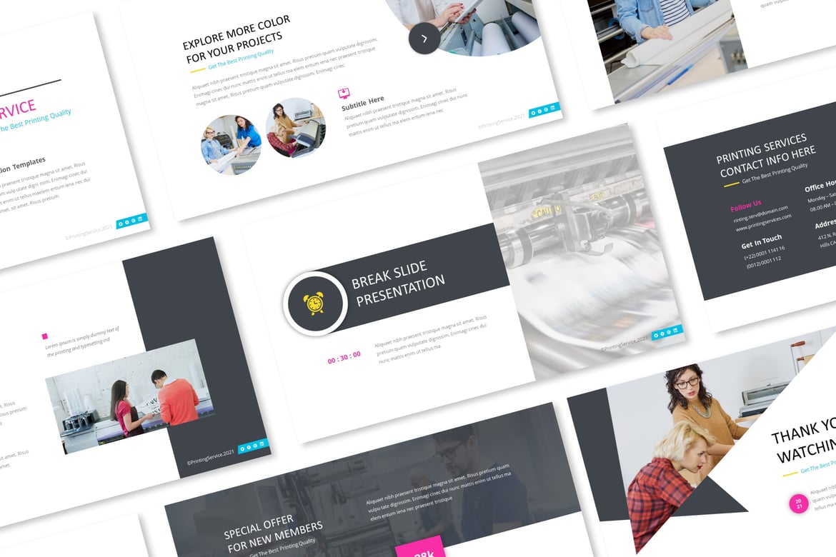 Template Presentasi PowerPoint Layanan Percetakan yang Menarik