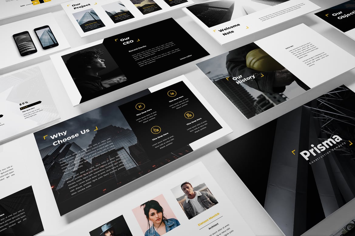 Prisma - Template Powerpoint Konstruksi Modern
