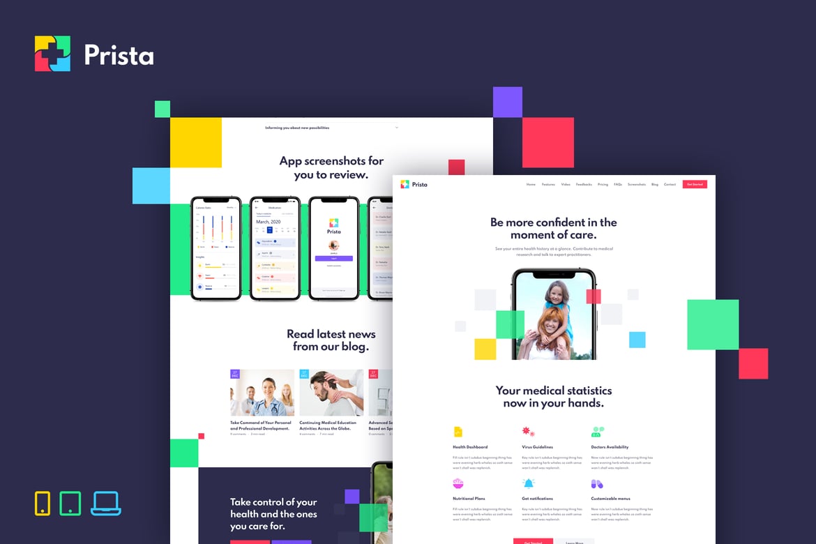 Prista – Template Website Landing Page Aplikasi Medis Premium