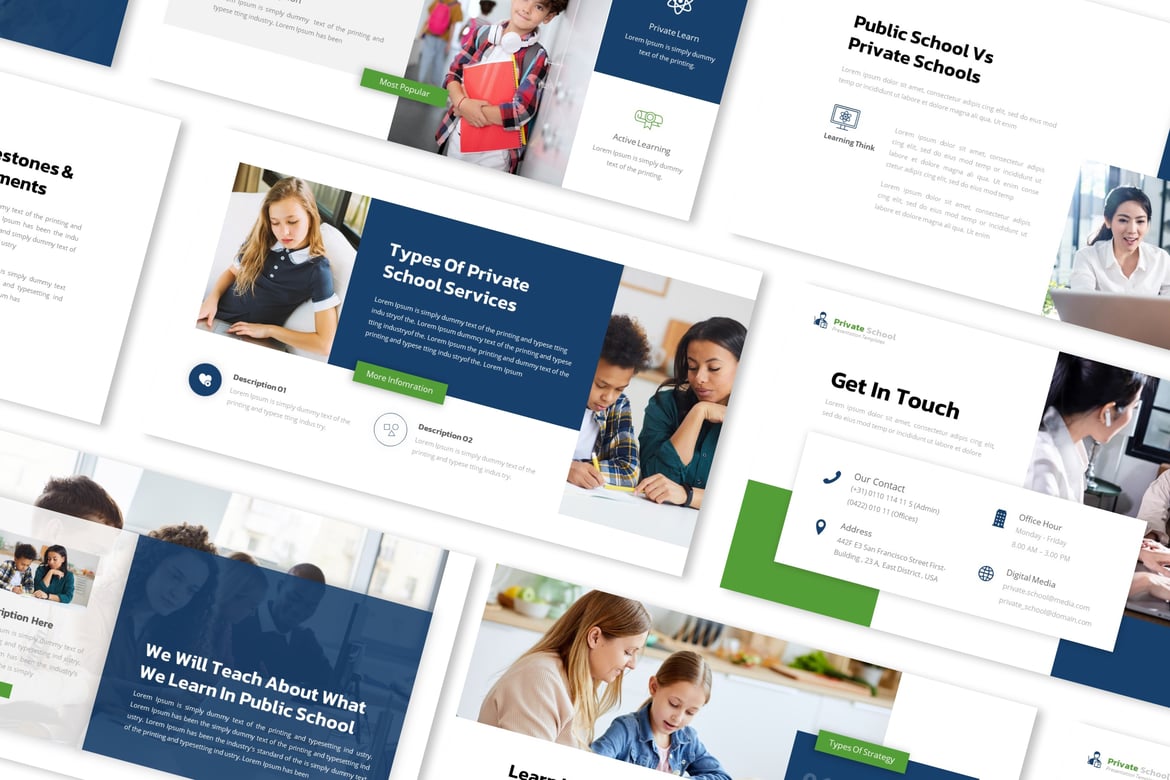 Template Powerpoint Presentasi Sekolah Swasta yang Menarik