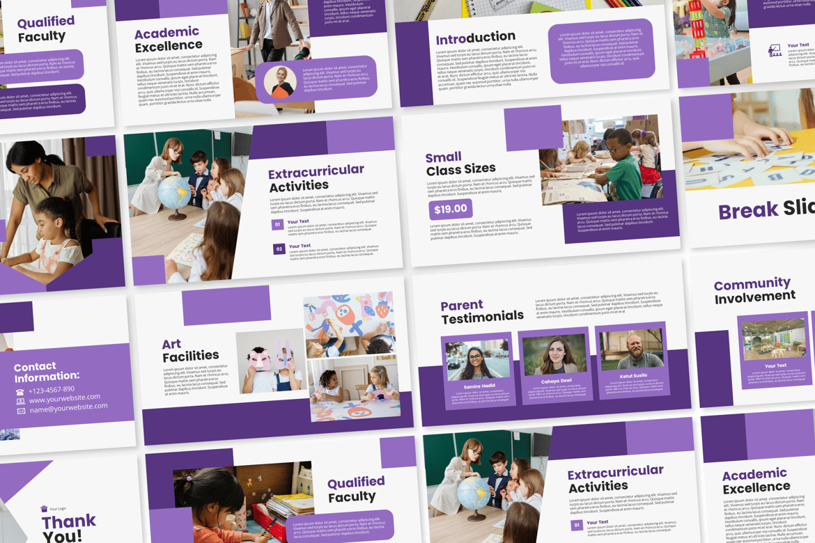Template Presentasi Powerpoint Sekolah Swasta yang Modern dan Minimalis