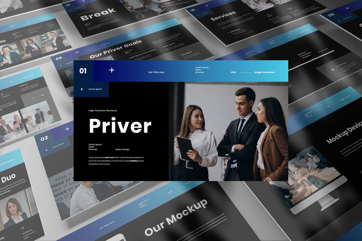 Priver - Template Presentasi PowerPoint untuk Bisnis yang Menarik