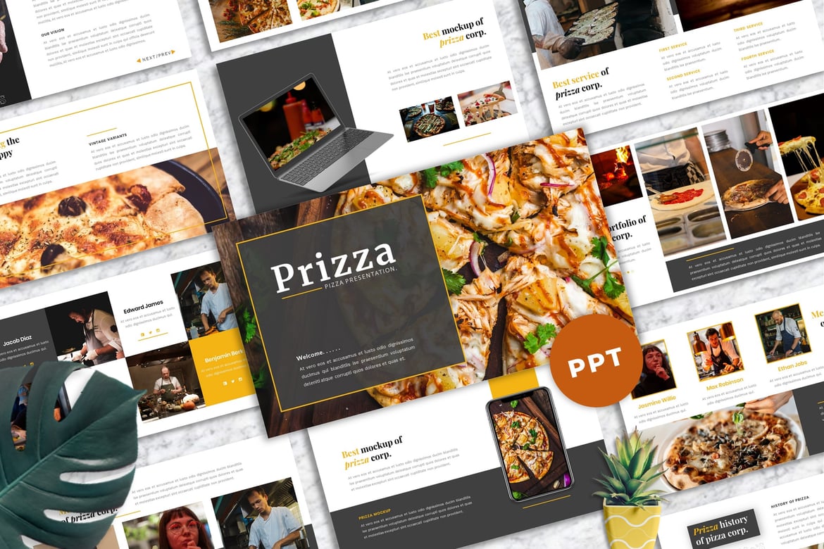 Prizza – Template PowerPoint untuk Presentasi Pizza & Minuman yang Menarik