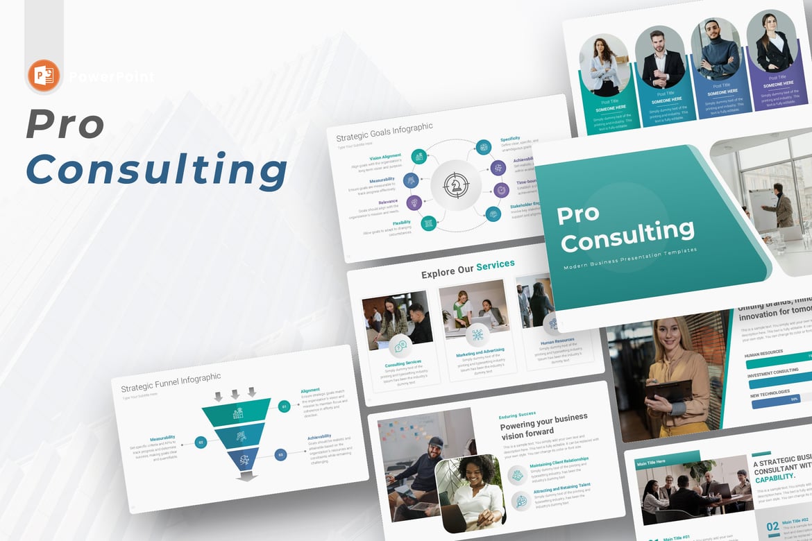 Template PowerPoint Presentasi Konsultasi Profesional yang Menginspirasi