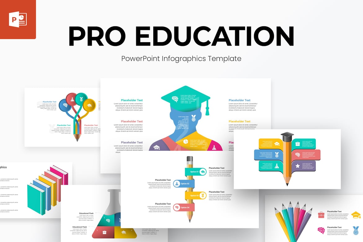 Template PowerPoint Infografis Pendidikan Profesional yang Menarik