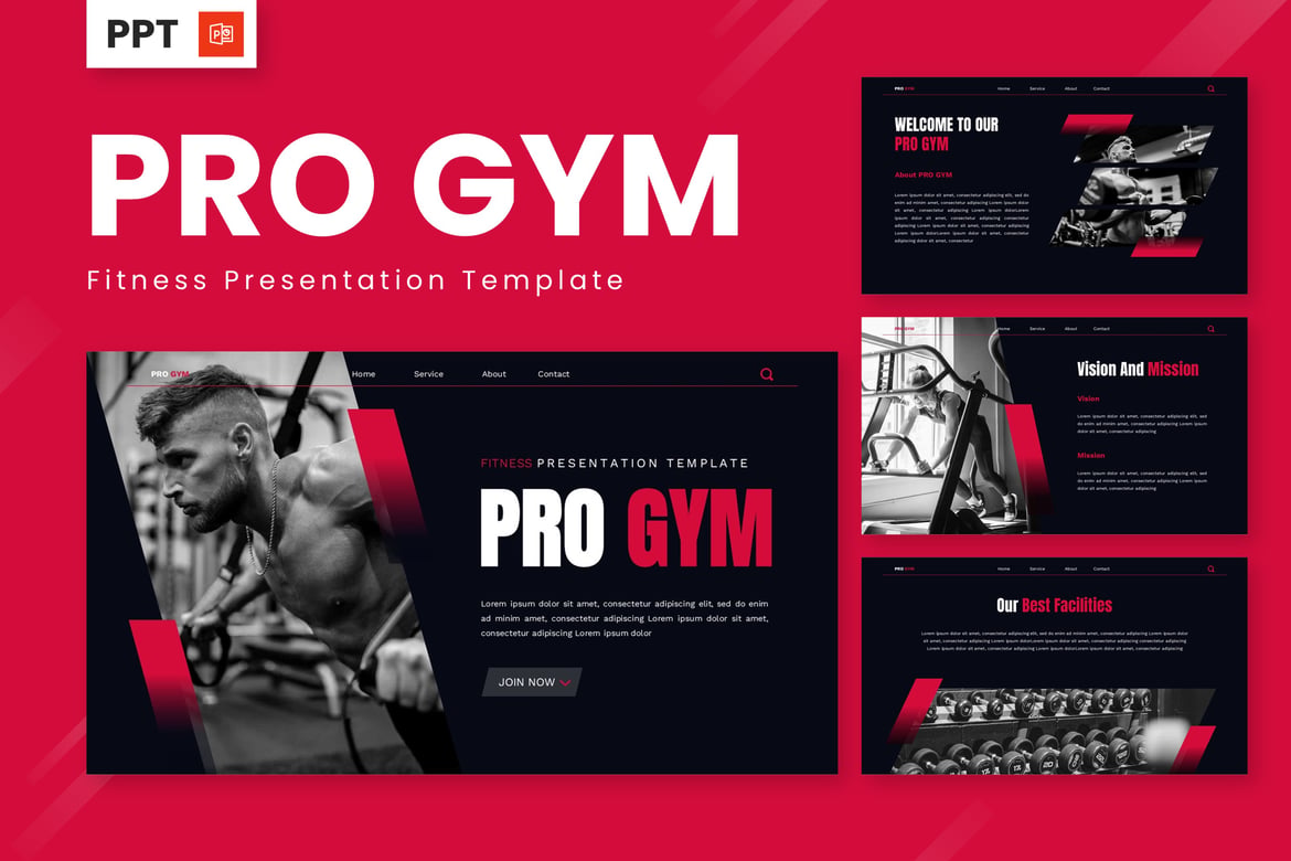 Template Presentasi Powerpoint Pro Gym - Solusi Fitness Profesional