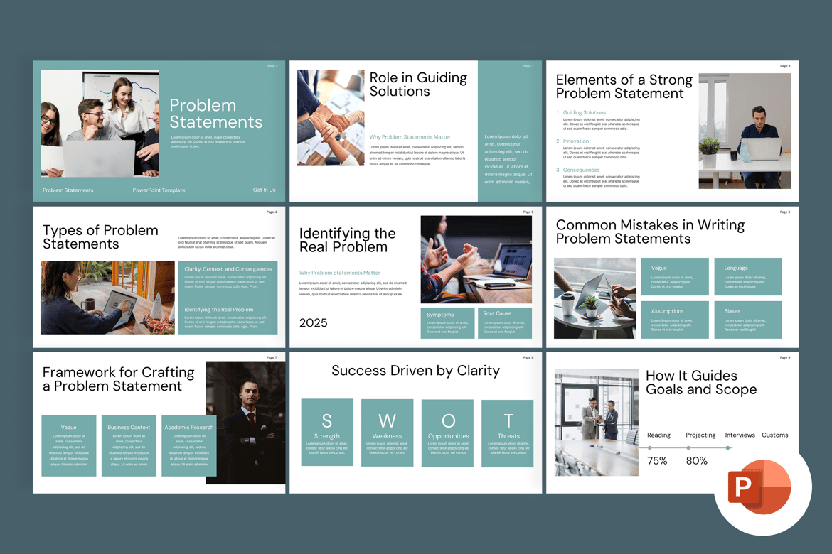 Template Presentasi PowerPoint Pernyataan Masalah yang Menarik