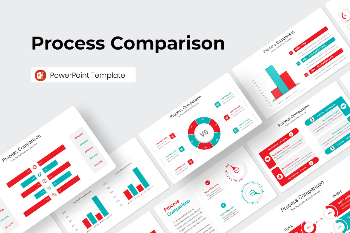 Template PowerPoint Perbandingan Proses yang Menarik