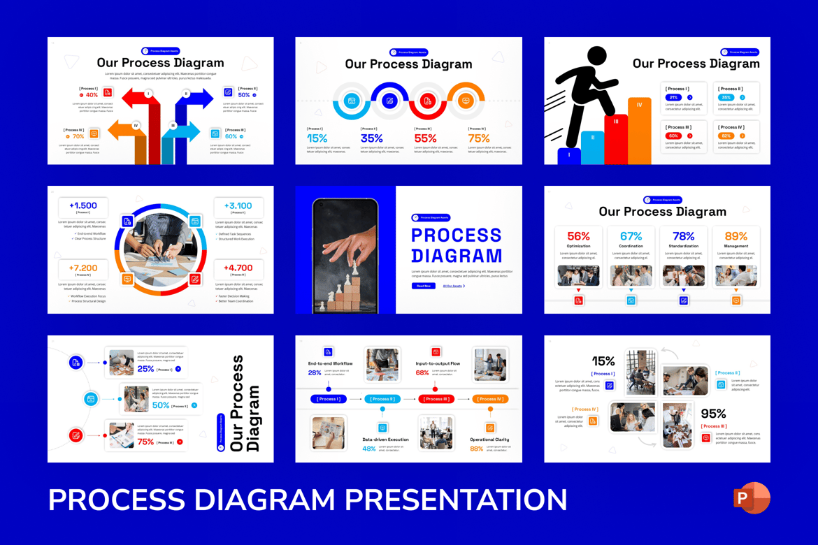 Template PowerPoint Diagram Proses yang Menarik