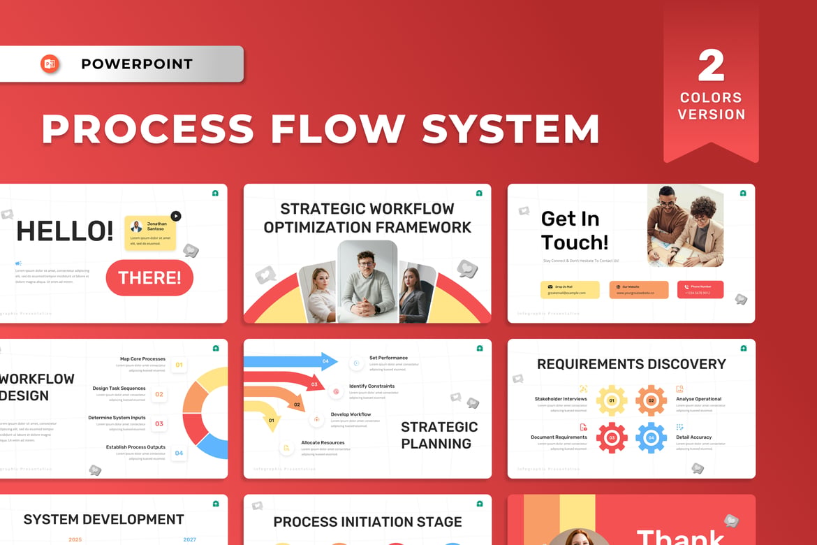 Template Presentasi PowerPoint Infografis Alur Proses yang Profesional