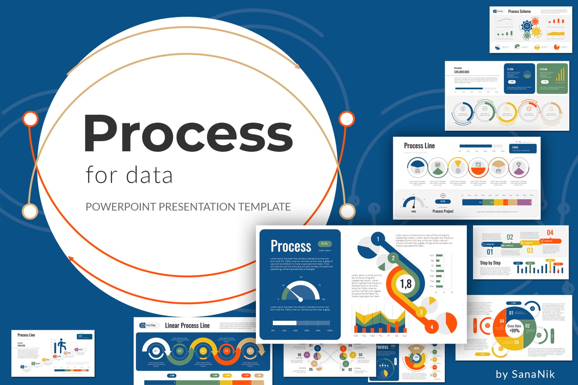 Template Presentasi PowerPoint Proses Data yang Menarik