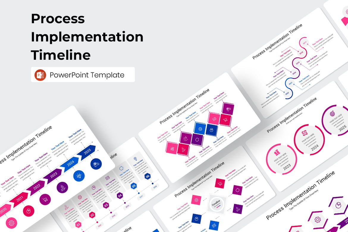 Template PowerPoint Timeline Implementasi Proses yang Menarik