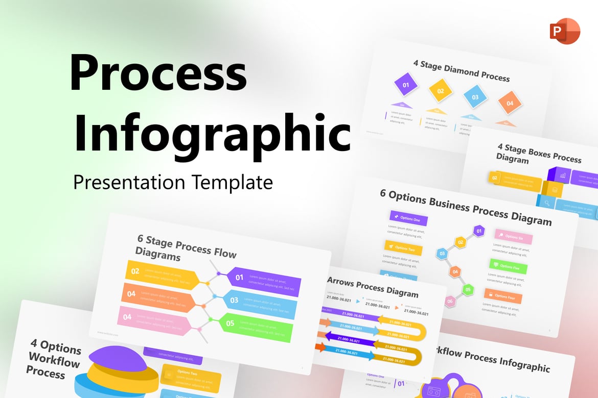 Template Presentasi PowerPoint Infografis Proses yang Modern dan Elegan