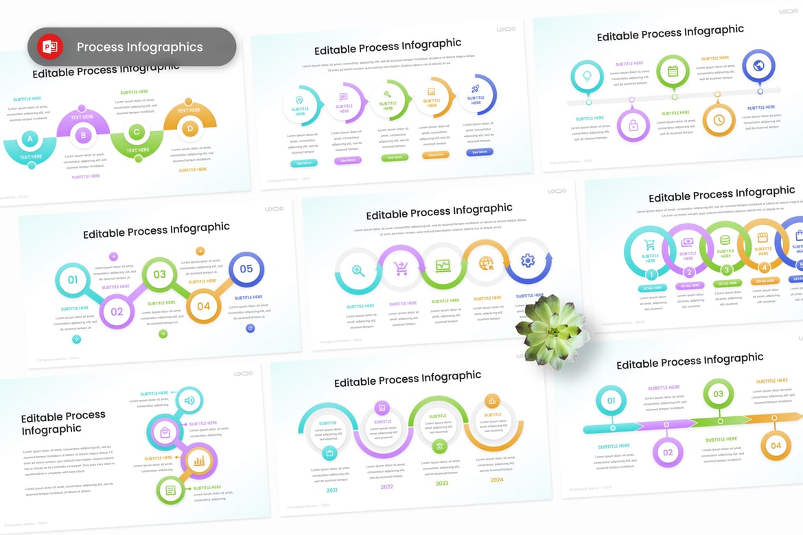 Template Presentasi PowerPoint Infografis Proses yang Menarik