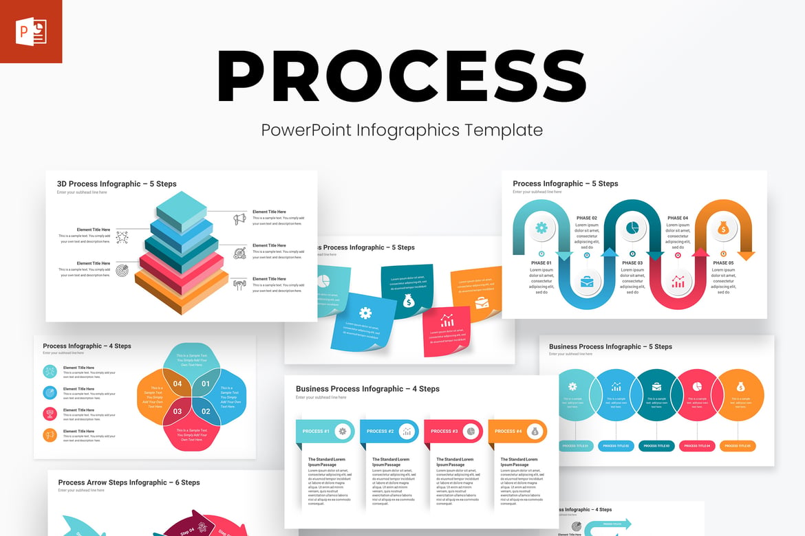 Template PowerPoint Infografis Proses yang Menarik