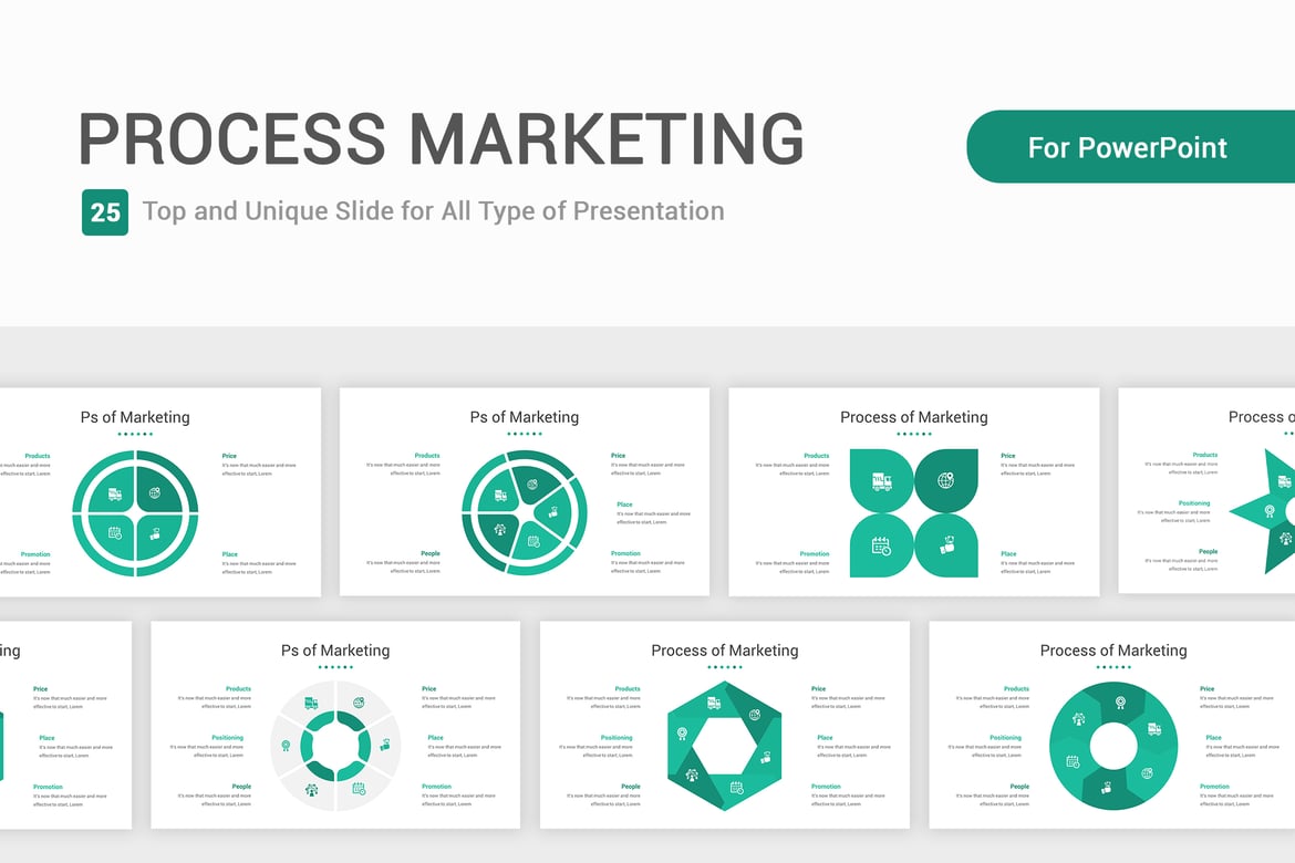 Template PowerPoint Pemasaran Proses yang Menarik
