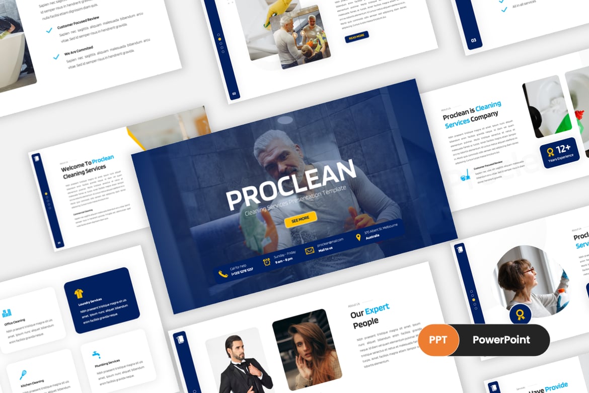 Proclean - Template PowerPoint Layanan Kebersihan yang Menarik