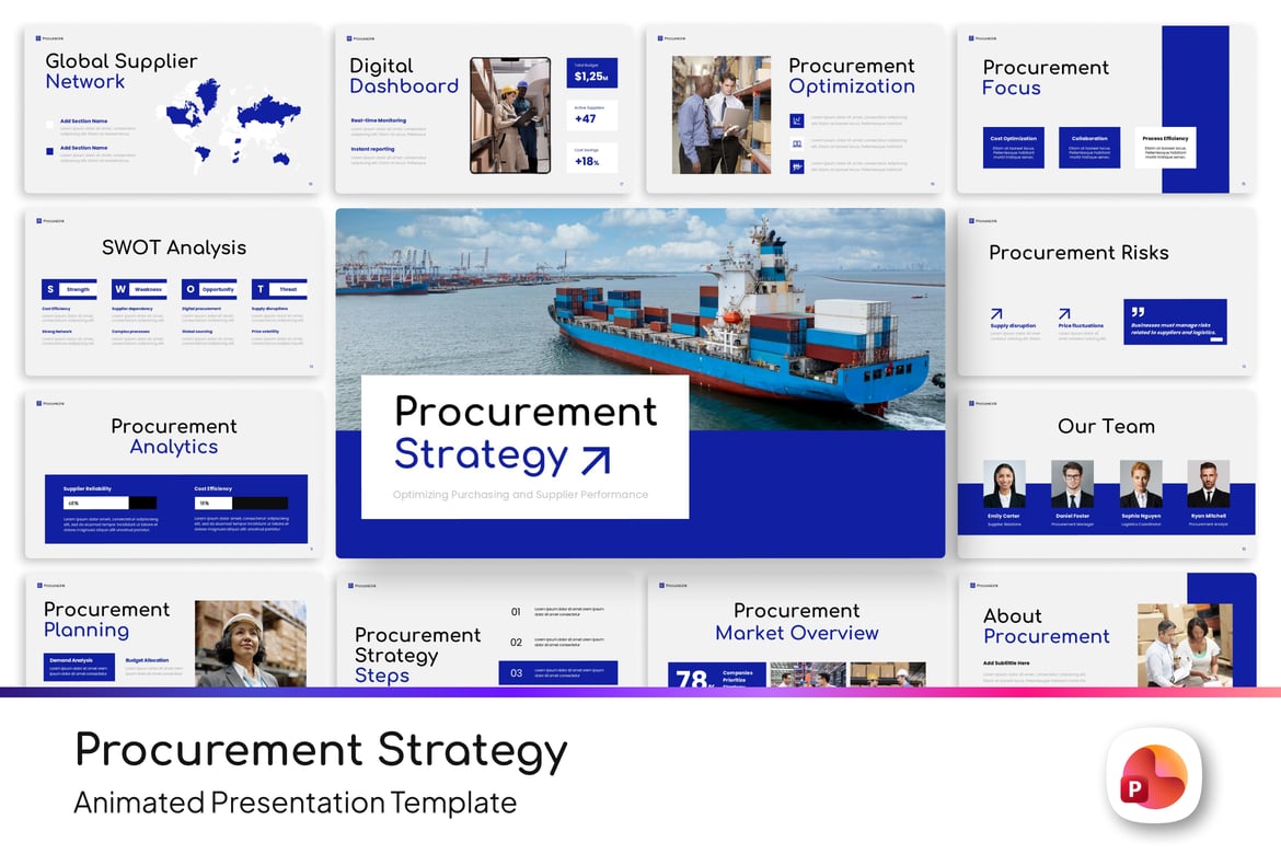 Template PowerPoint Strategi Pengadaan yang Efektif dan Profesional