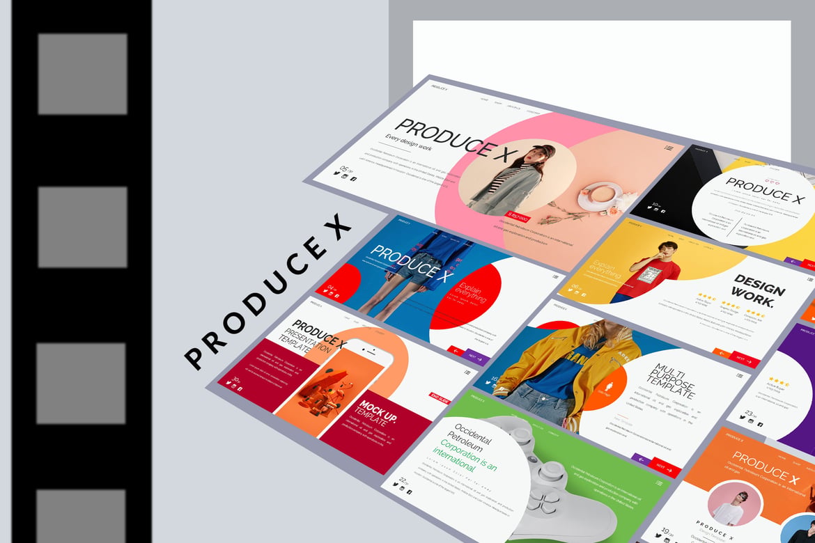 Template PowerPoint Produce X yang Stylish dan Profesional