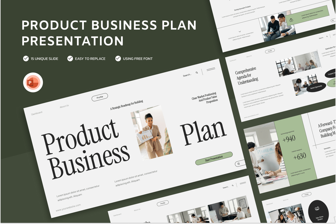 Template Powerpoint Rencana Bisnis Produk yang Menarik