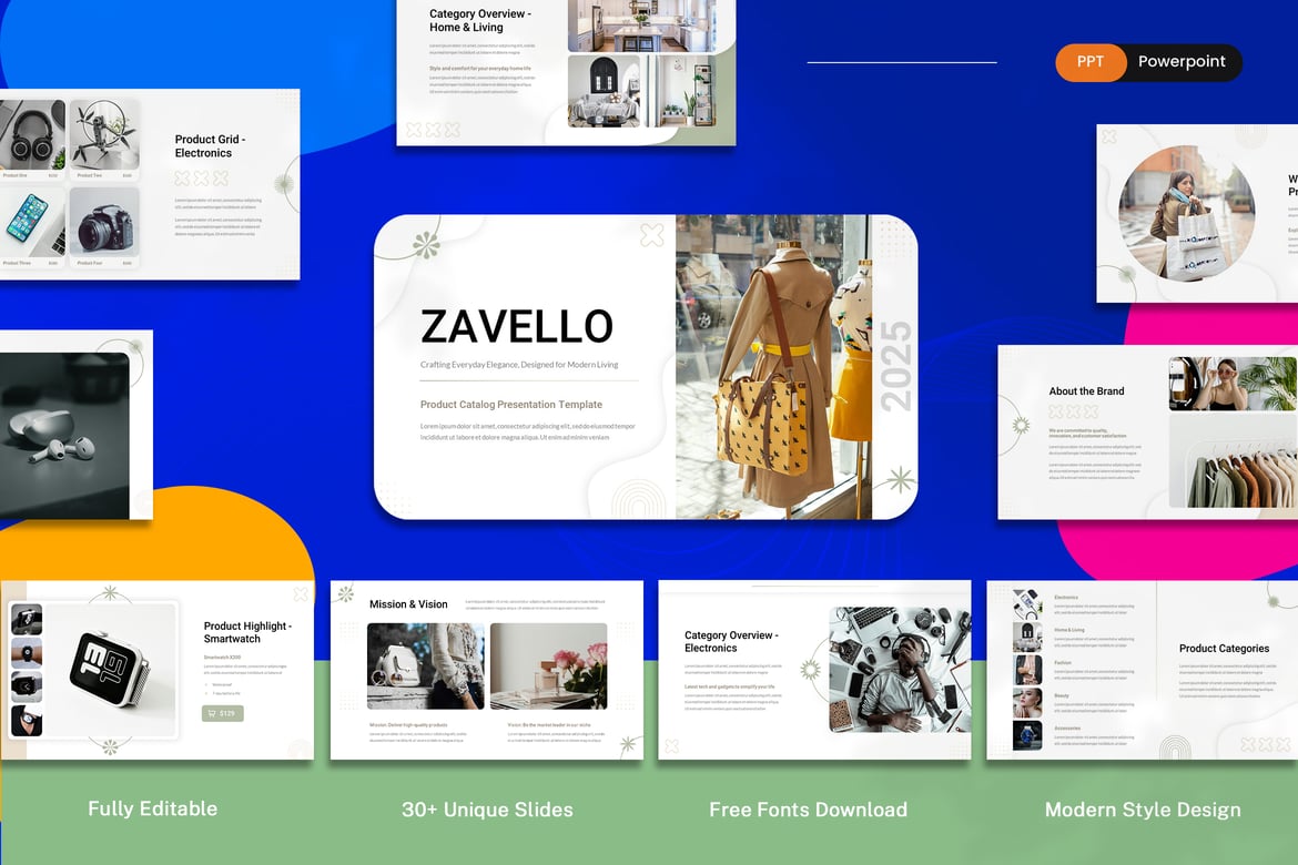 Template Presentasi Katalog Produk Zavello yang Menarik