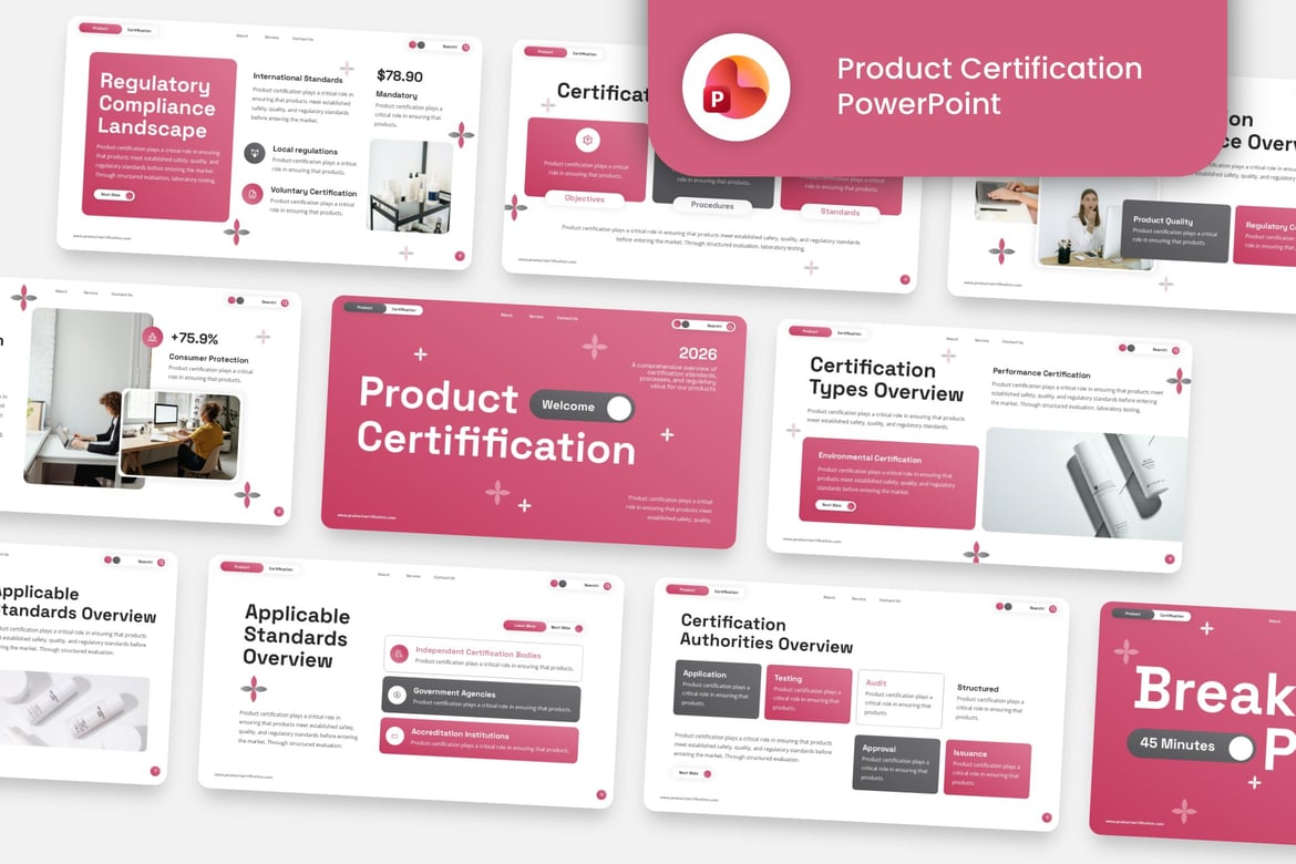 Template Powerpoint Sertifikasi Produk yang Kreatif dan Modern