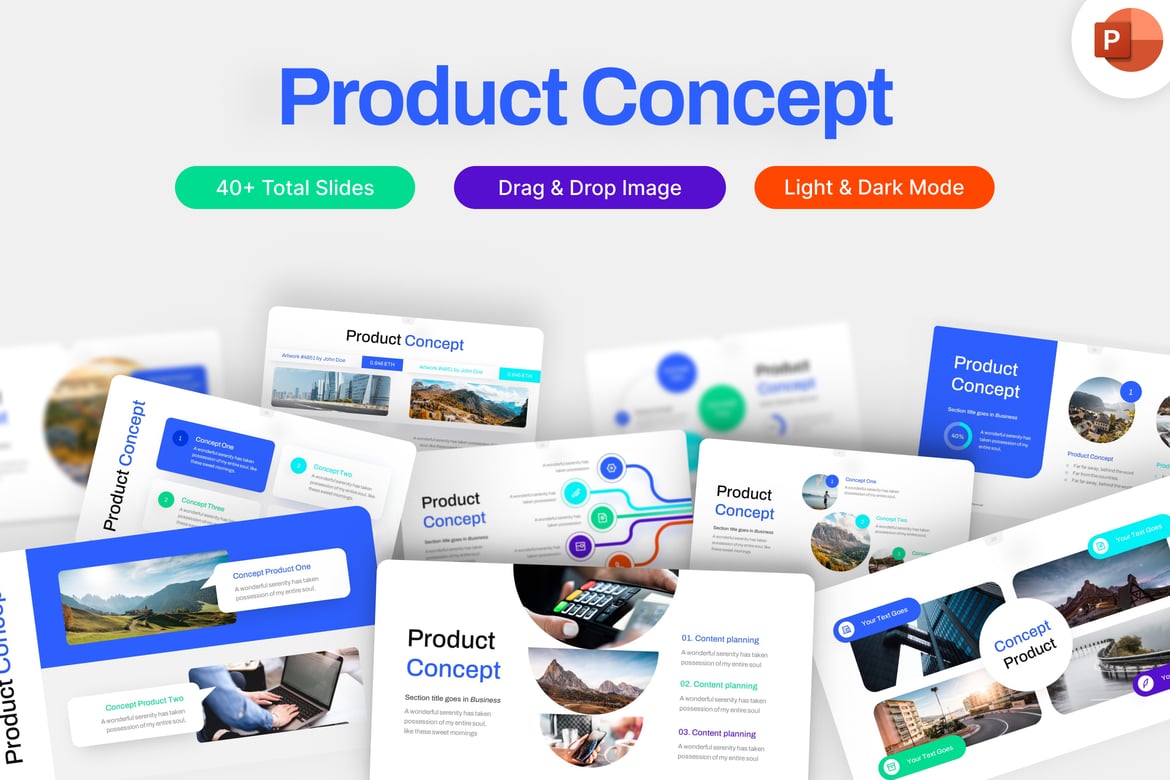 Template PowerPoint Konsep Produk Profesional yang Menarik