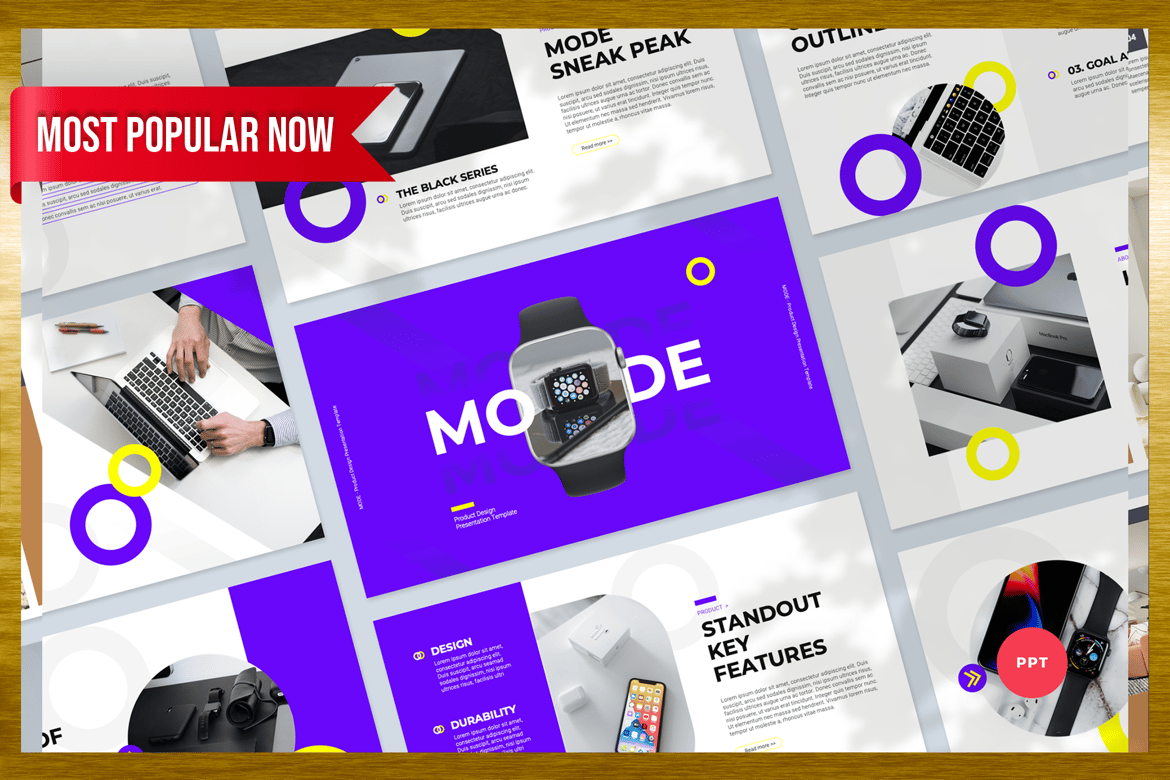 Template Presentasi PowerPoint Desain Produk yang Modern dan Profesional