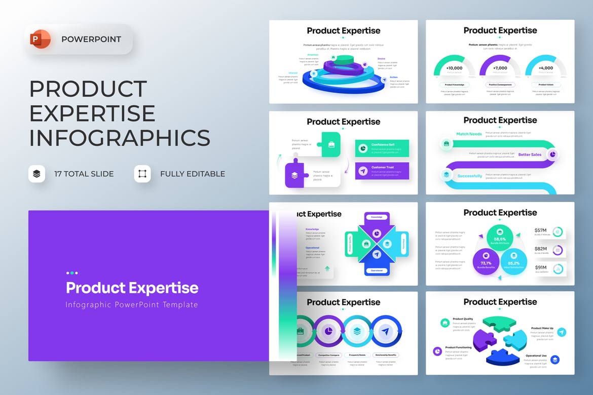 Template PowerPoint Infografis Keahlian Produk yang Menarik
