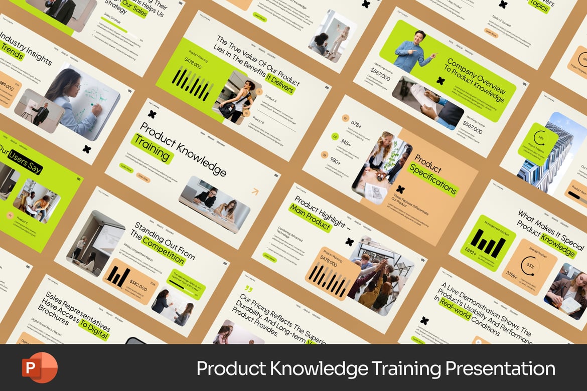 Template PowerPoint Pengetahuan Produk yang Profesional dan Menarik