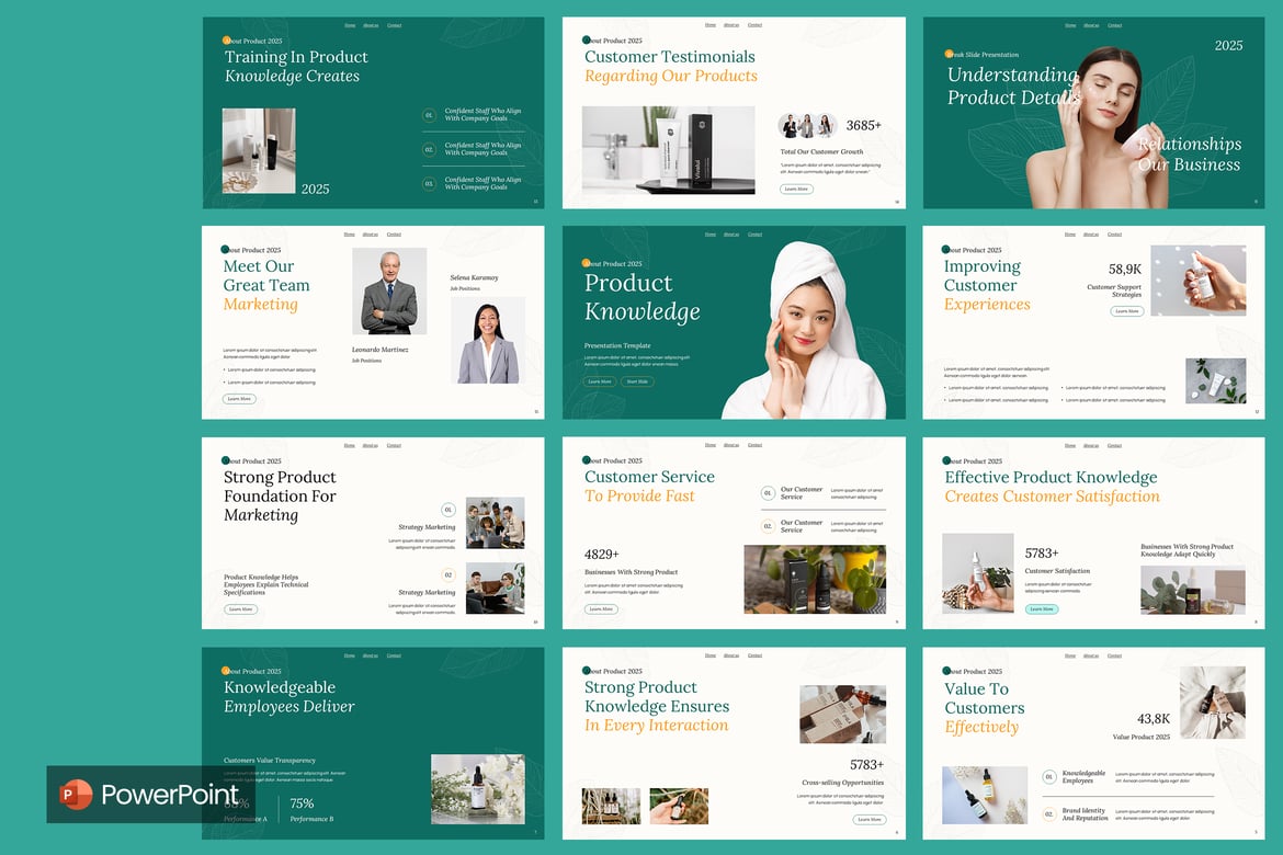 Template PowerPoint Pengetahuan Produk yang Menarik dan Profesional