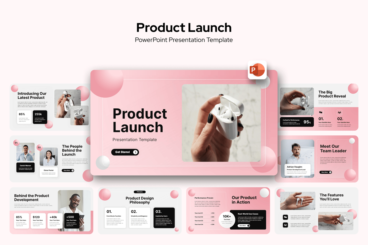 Template PowerPoint Peluncuran Produk yang Profesional dan Menarik