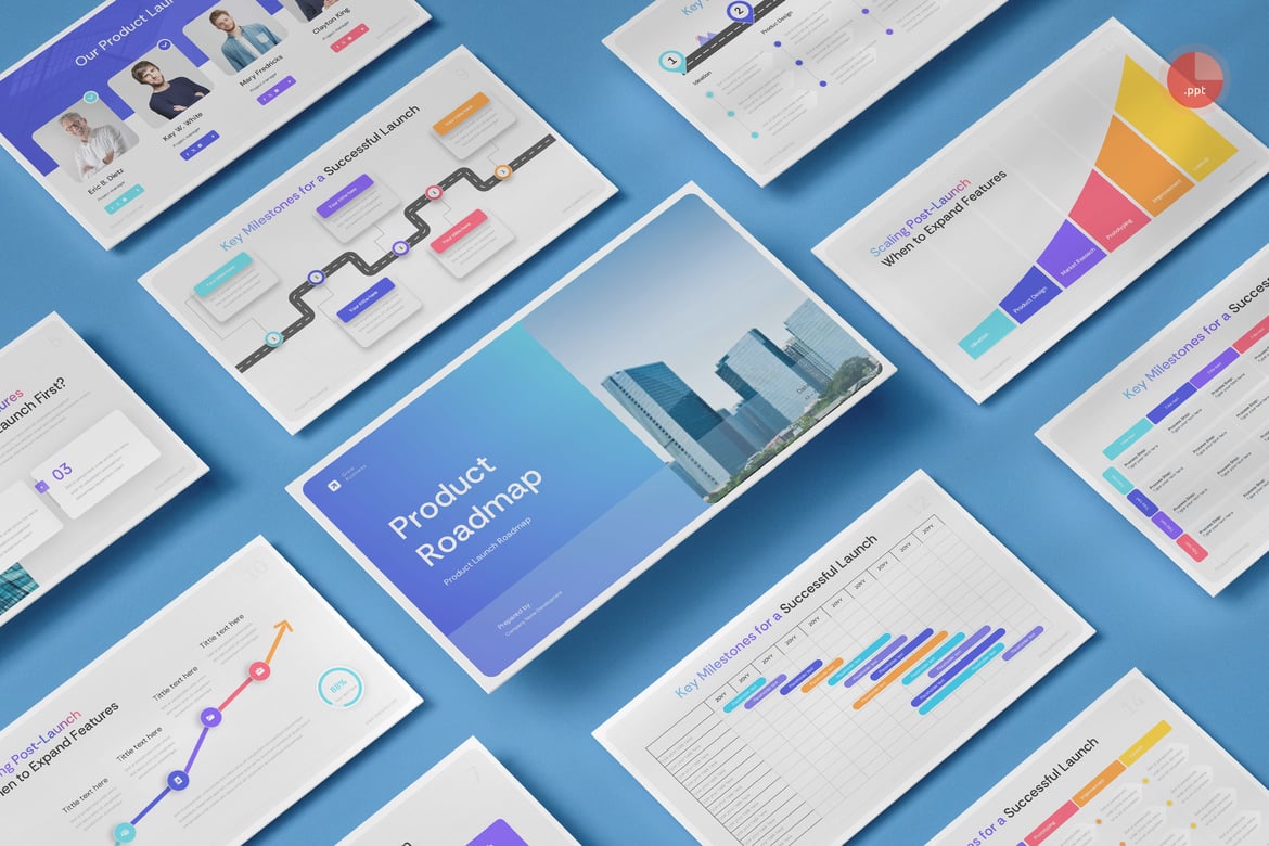 Template Presentasi PowerPoint: Peta Jalan Peluncuran Produk yang Menarik