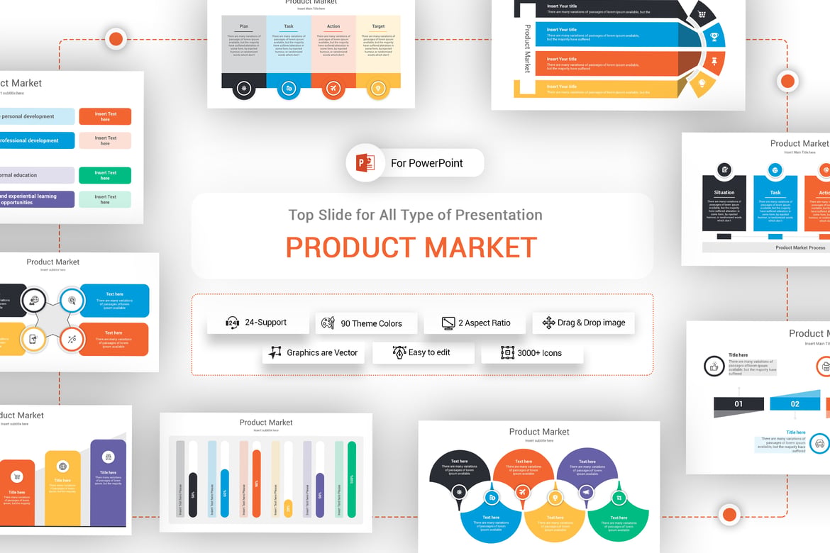 Template PowerPoint Pasar Produk yang Menarik dan Profesional